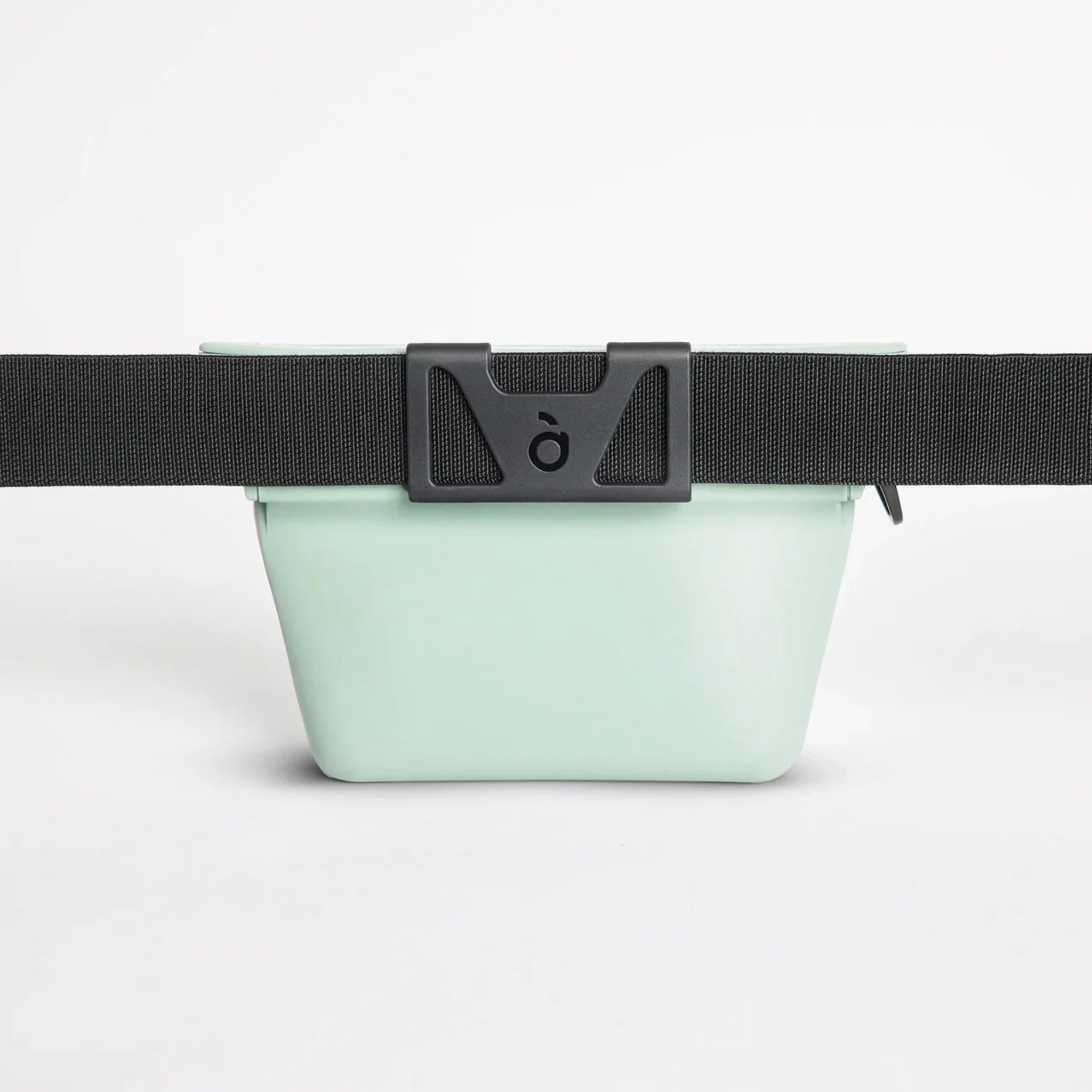 Back of the VoilaPets Ultimate Treat Pouch The Standard in Mint with adjustable belt