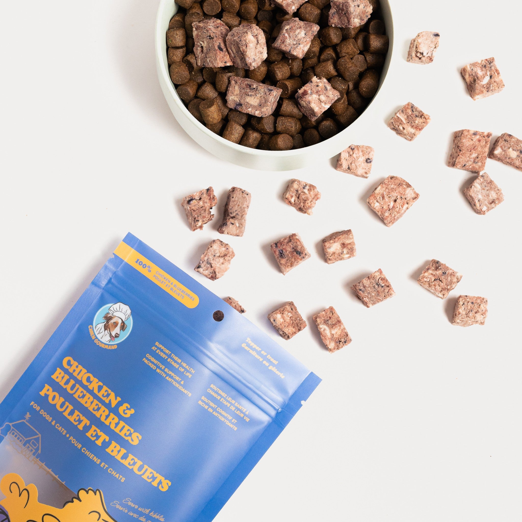 Chicken and blueberry freeze dried treats for dogs and cats Canadian made