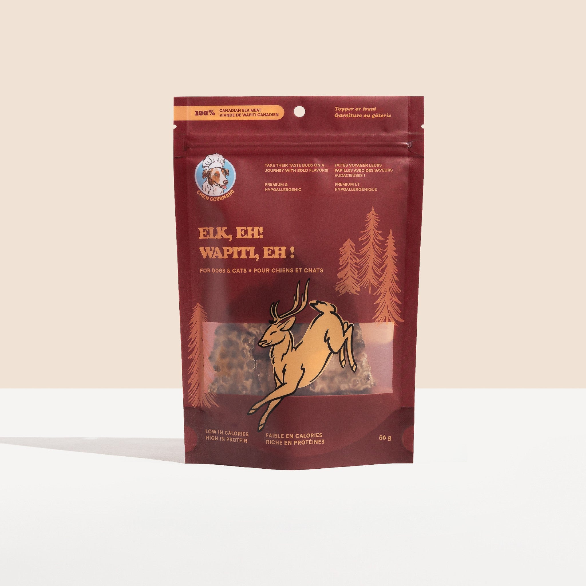 Chien Gourmand freeze dried elk dog treats Canadian hypoallergenic protein
