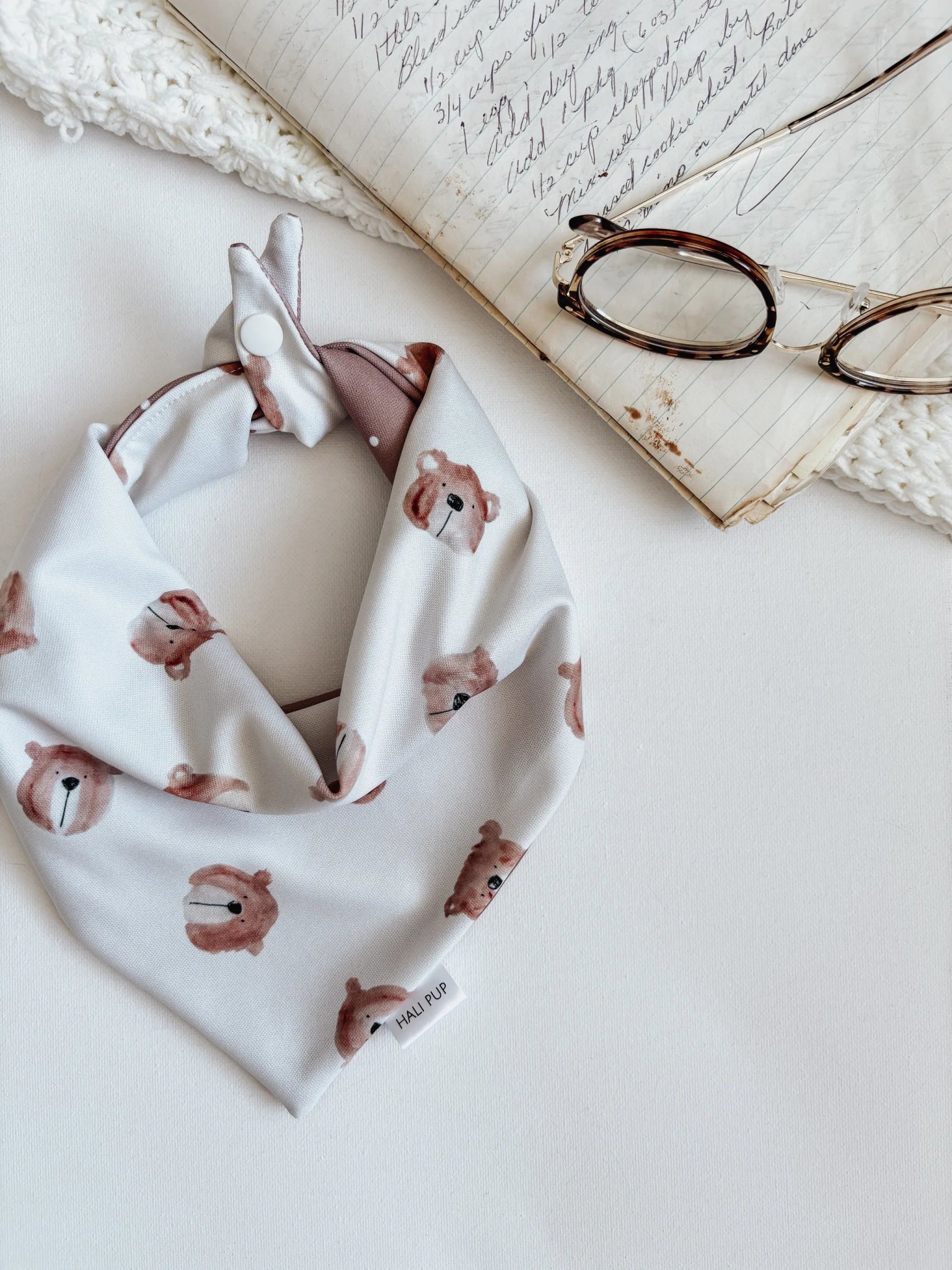 Dog Bandana - Boho Bears with Reversible Polkadots - Halipup - La Maison Mou