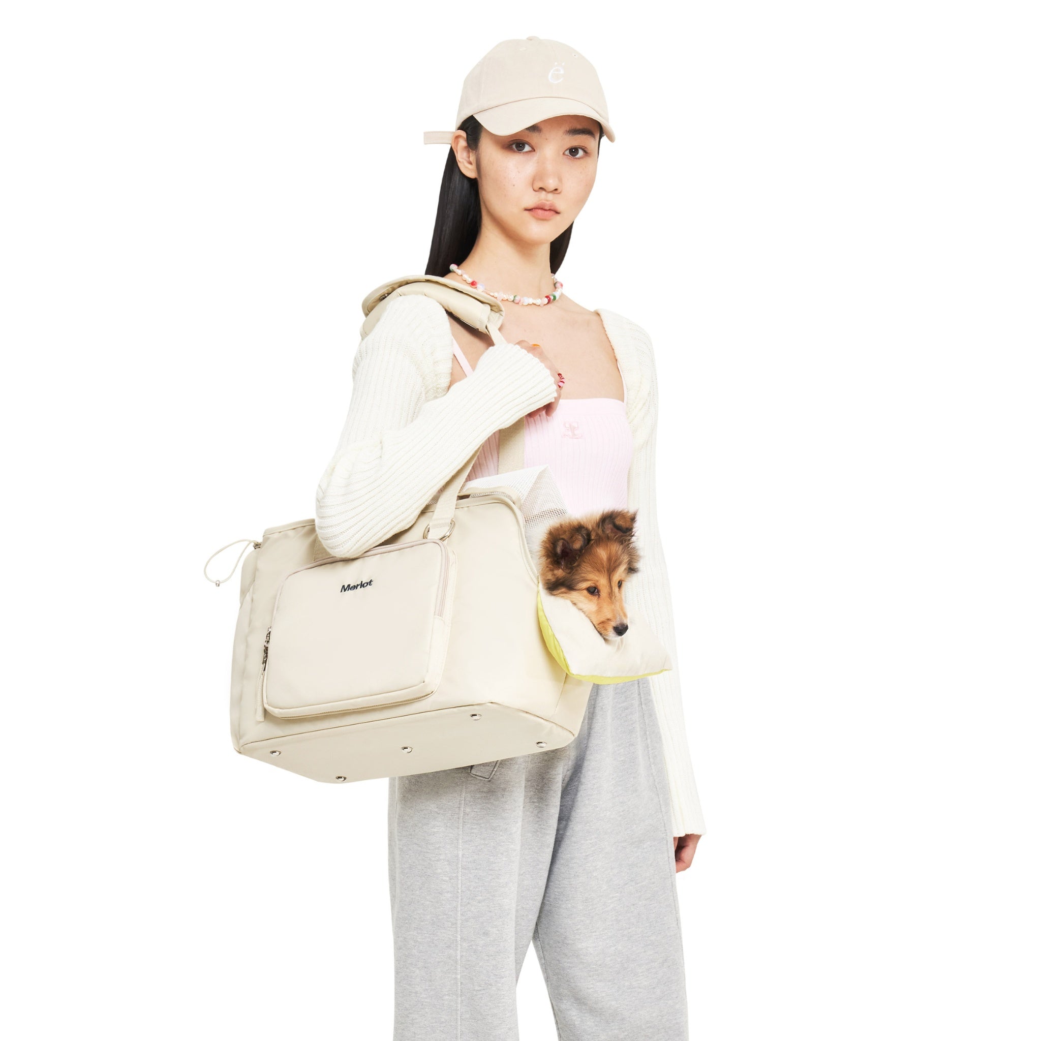 Dog Carrier Bag – Mermer™ Bag Lemon Cream - Merlot - La Maison Mou