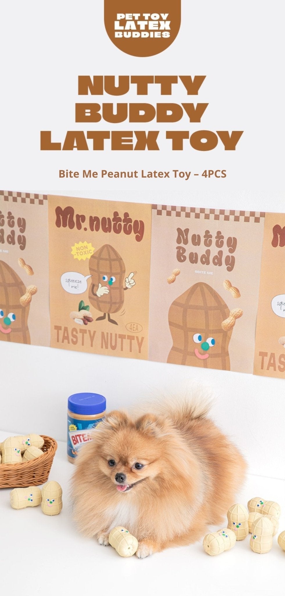 Dog Toy - Peanut Latex (Set of 4) - Bite Me - La Maison Mou