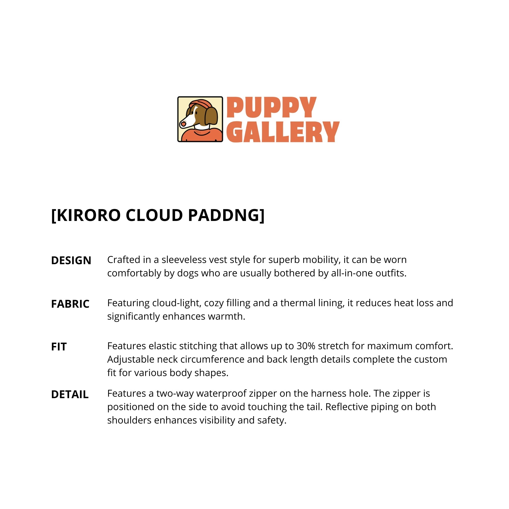 Dog Winter Jacket Beige – Kiroro Cloud Padding Vest - Puppy Gallery - La Maison Mou