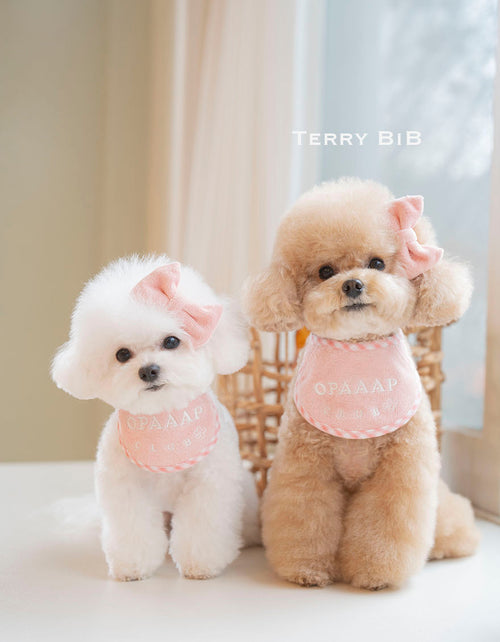 Dog Bib - Terry Pink & White