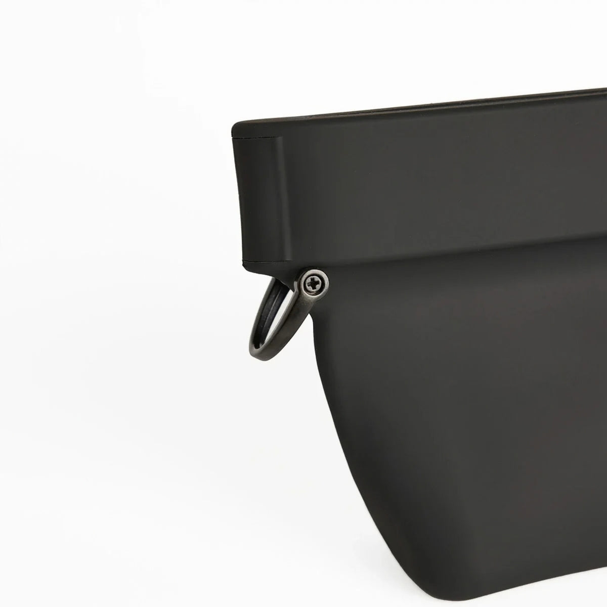 Close-up of the side D-ring on the Voilà Pets Mini Ultimate dog treat pouch in Charcoal