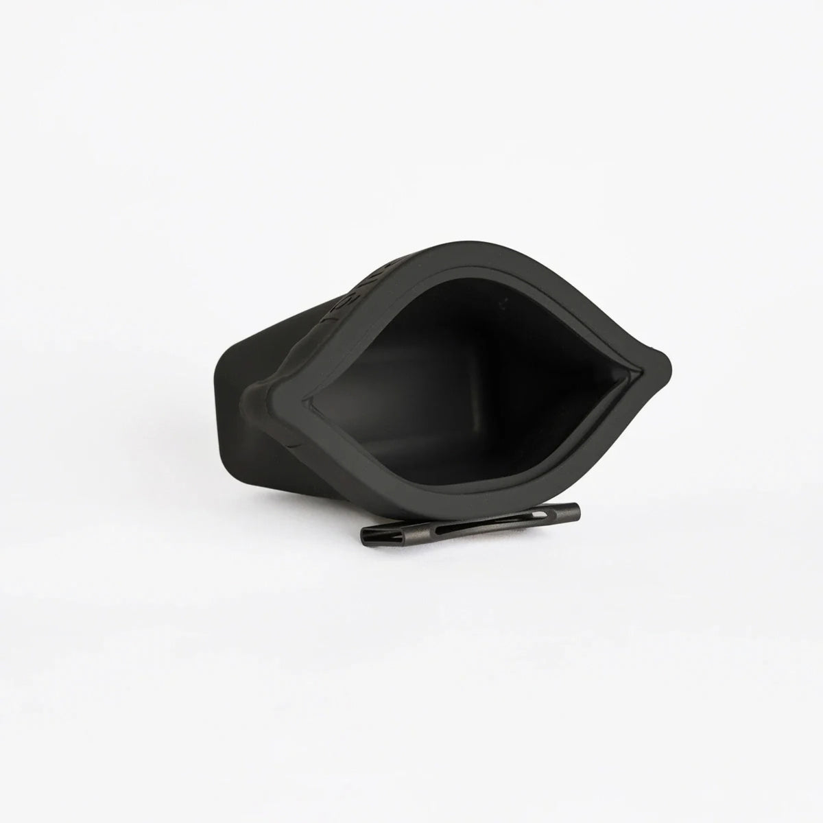 Voilà Pets Mini Ultimate dog treat pouch in Charcoal, open top view showing the interior
