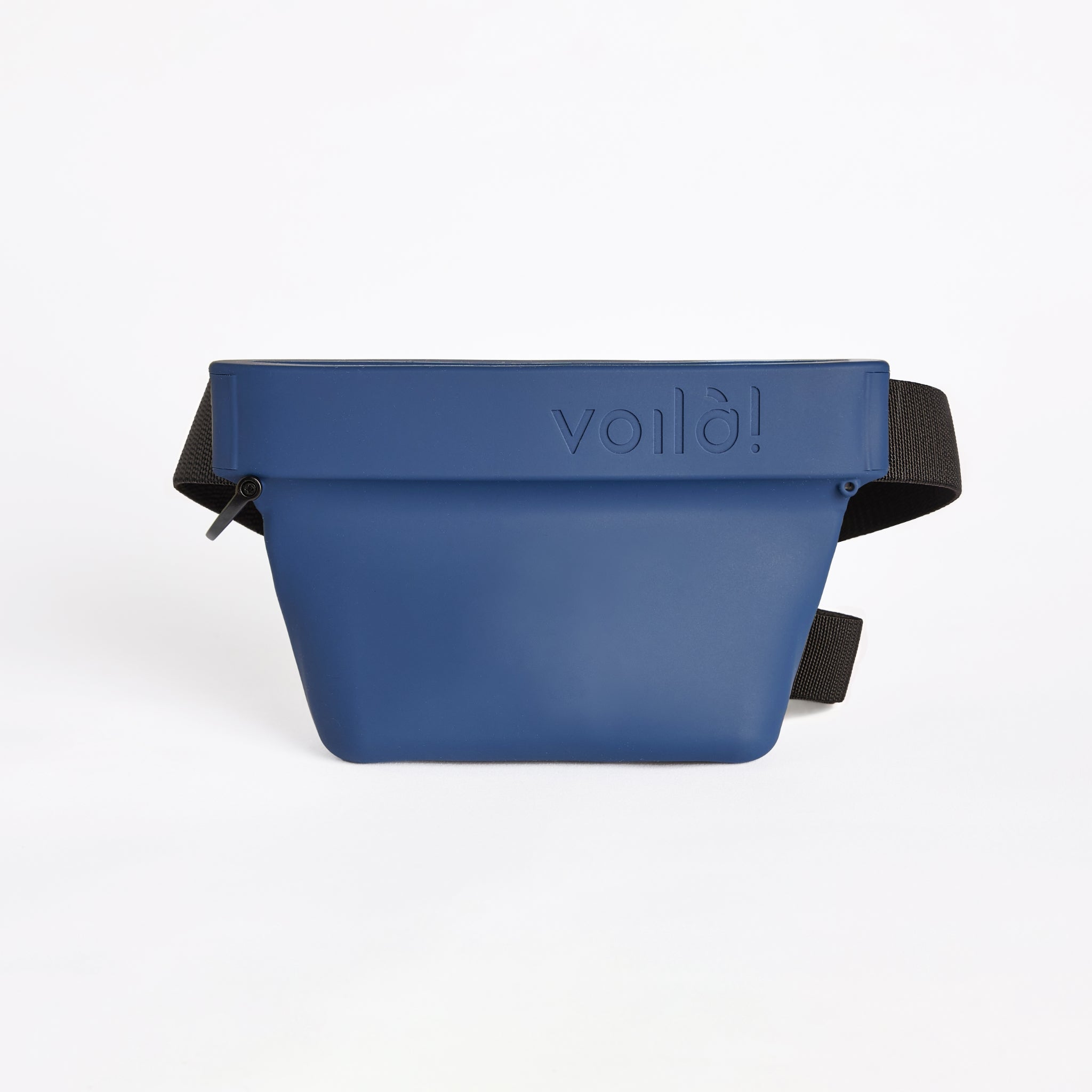 Voila Pets treat pouch in navy with embossed logo and adjustable strap