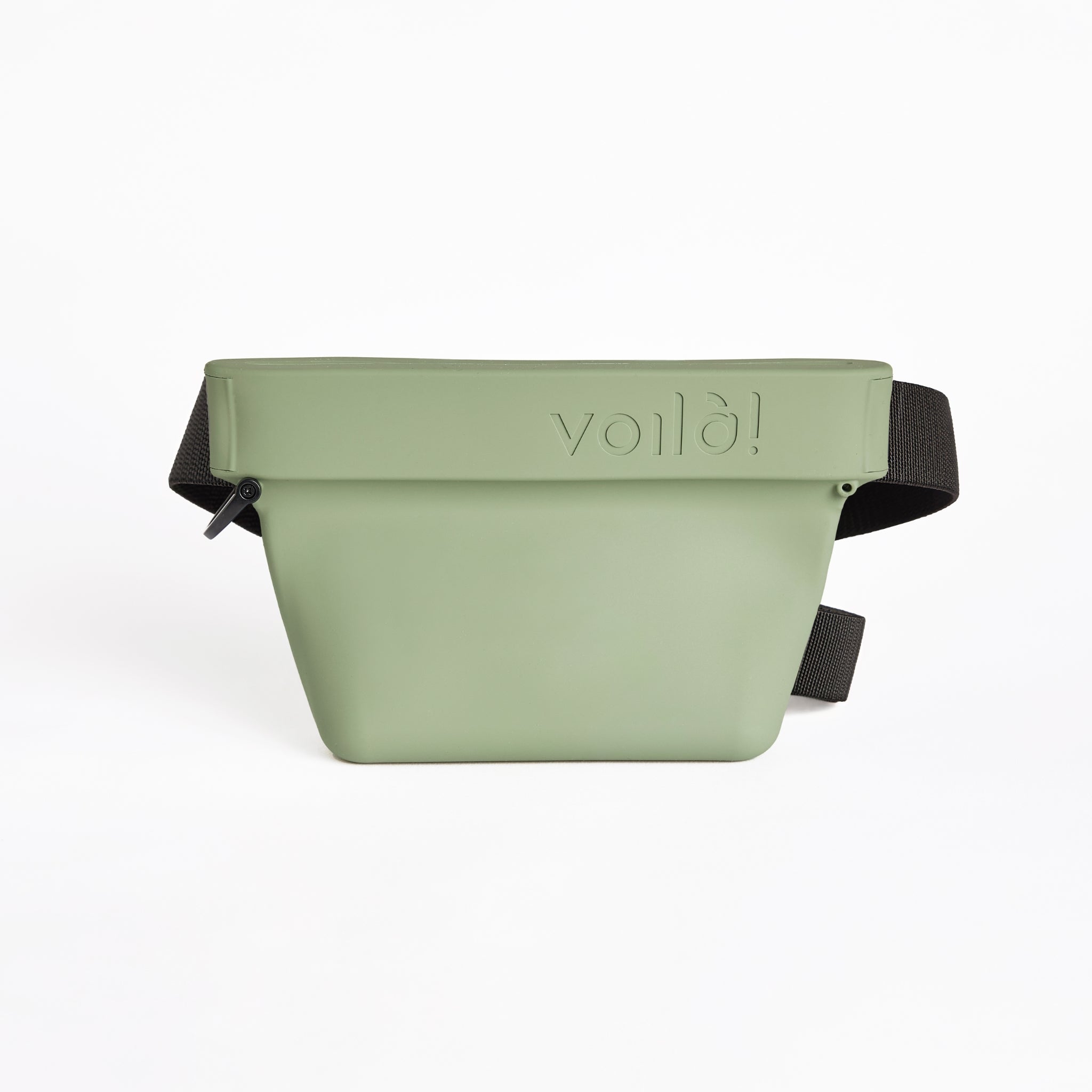 Voila Pets silicone treat pouch in seafoam with adjustable strap back view