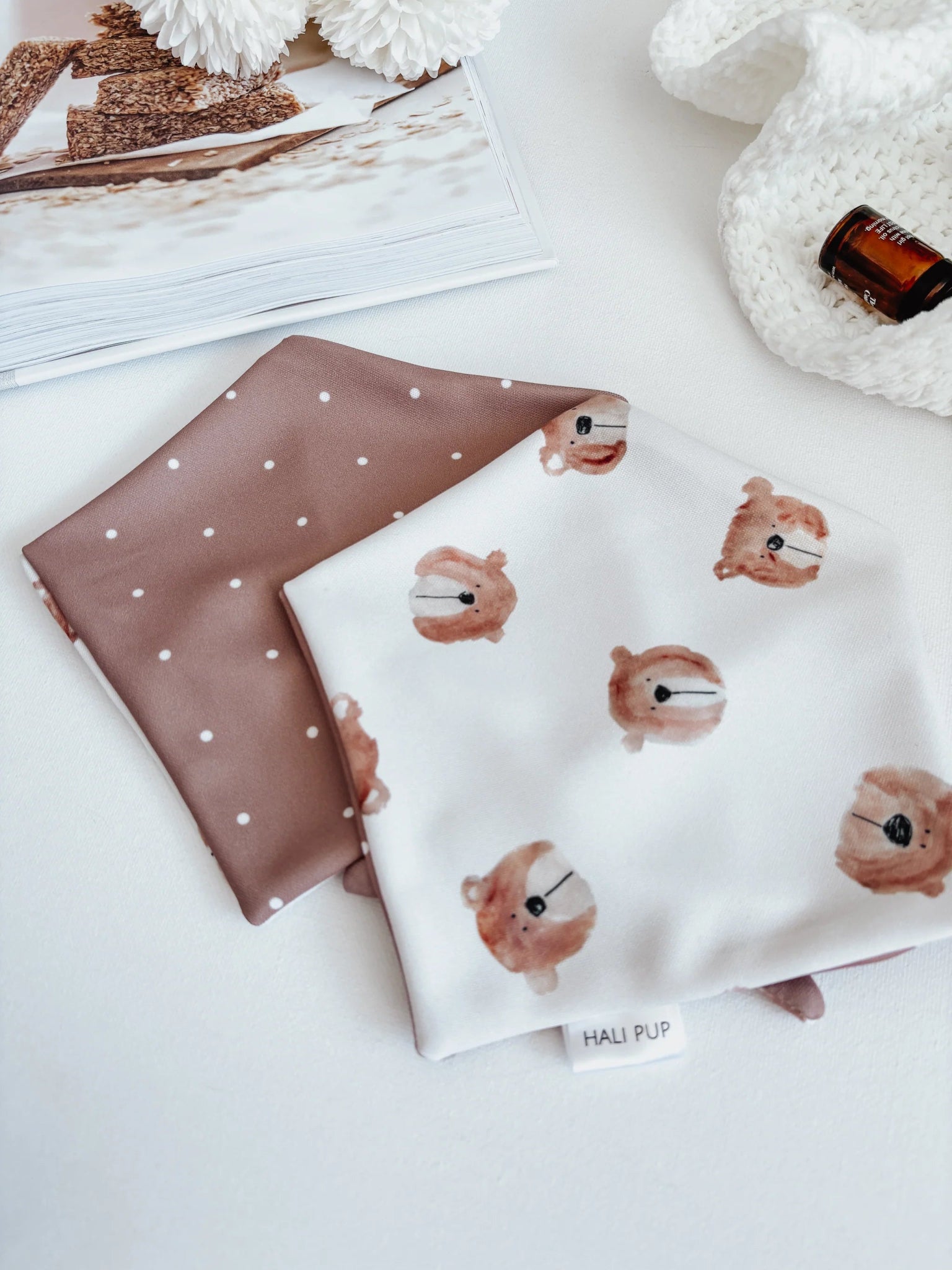 Dog Bandana - Boho Bears with Reversible Polkadots - Halipup - La Maison Mou