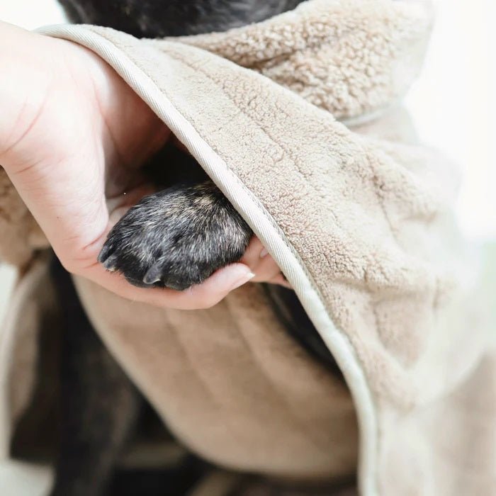 Dog Bathrobe - Baby Fleece Tan - Lambwolf Collective - La Maison Mou
