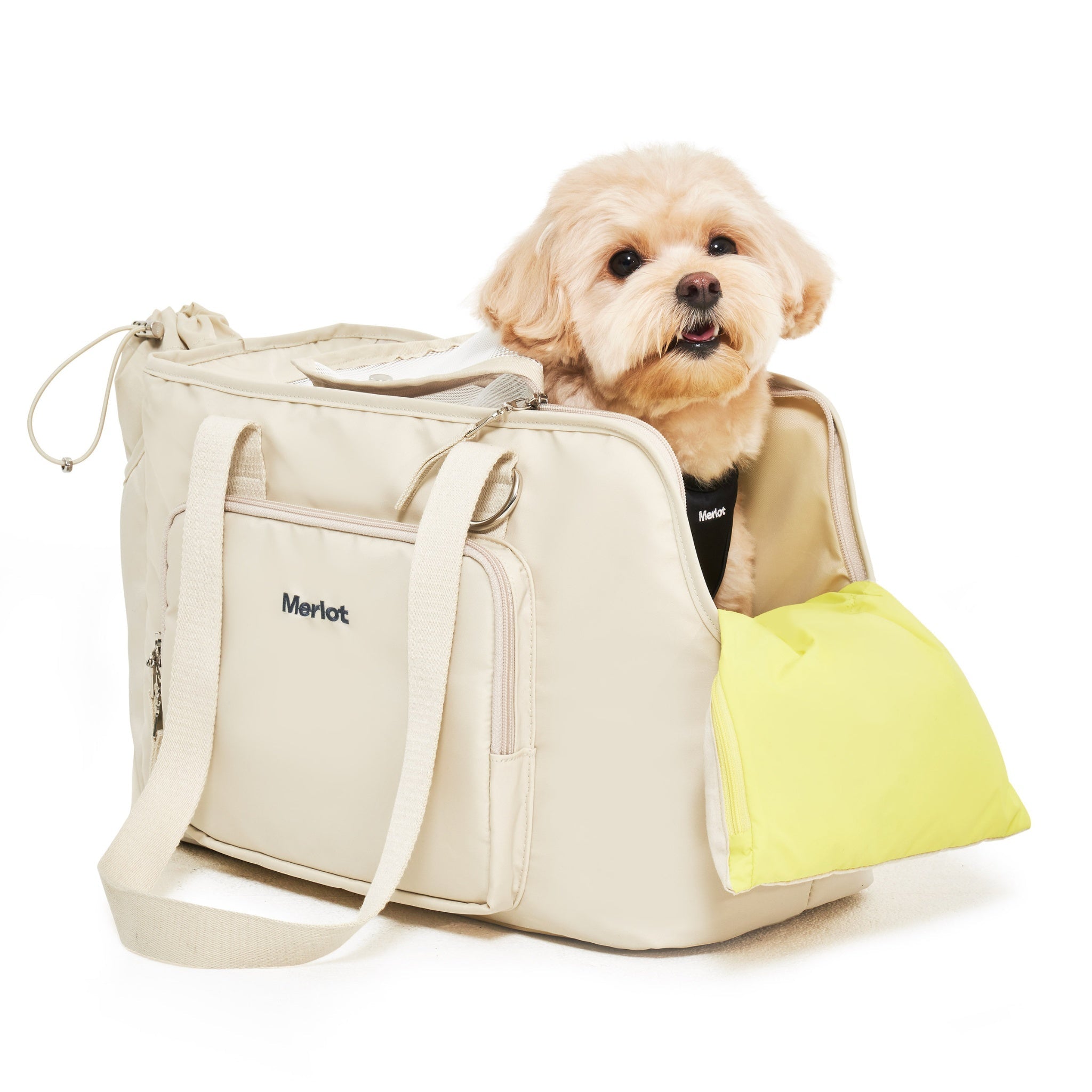Dog Carrier Bag – Mermer™ Cushion Lemon Cream - Merlot - La Maison Mou