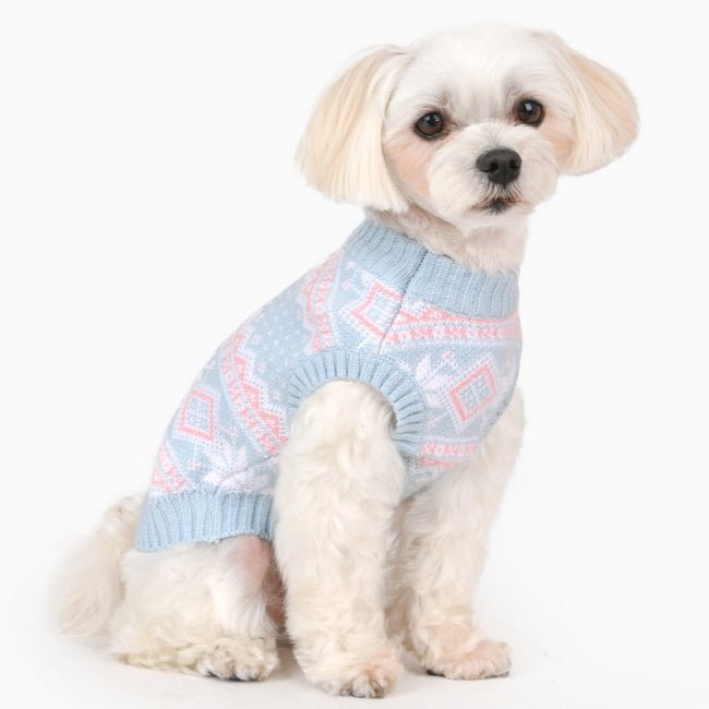 Dog Shirt - Nordic Pattern Knit Blue Sky - Olchi - La Maison Mou