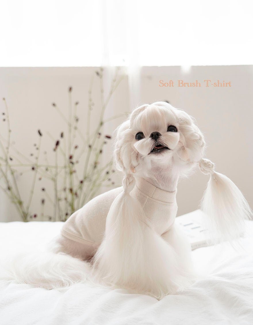 Dog Sweater Sleeveless Soft Brush Ivory La Maison Mou