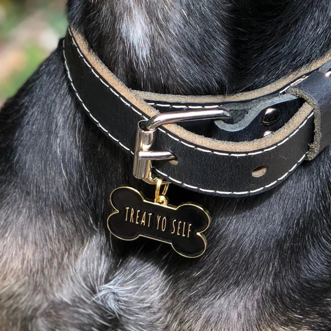 Dog Tag - Treat Yo Self Black - Two Tails - La Maison Mou