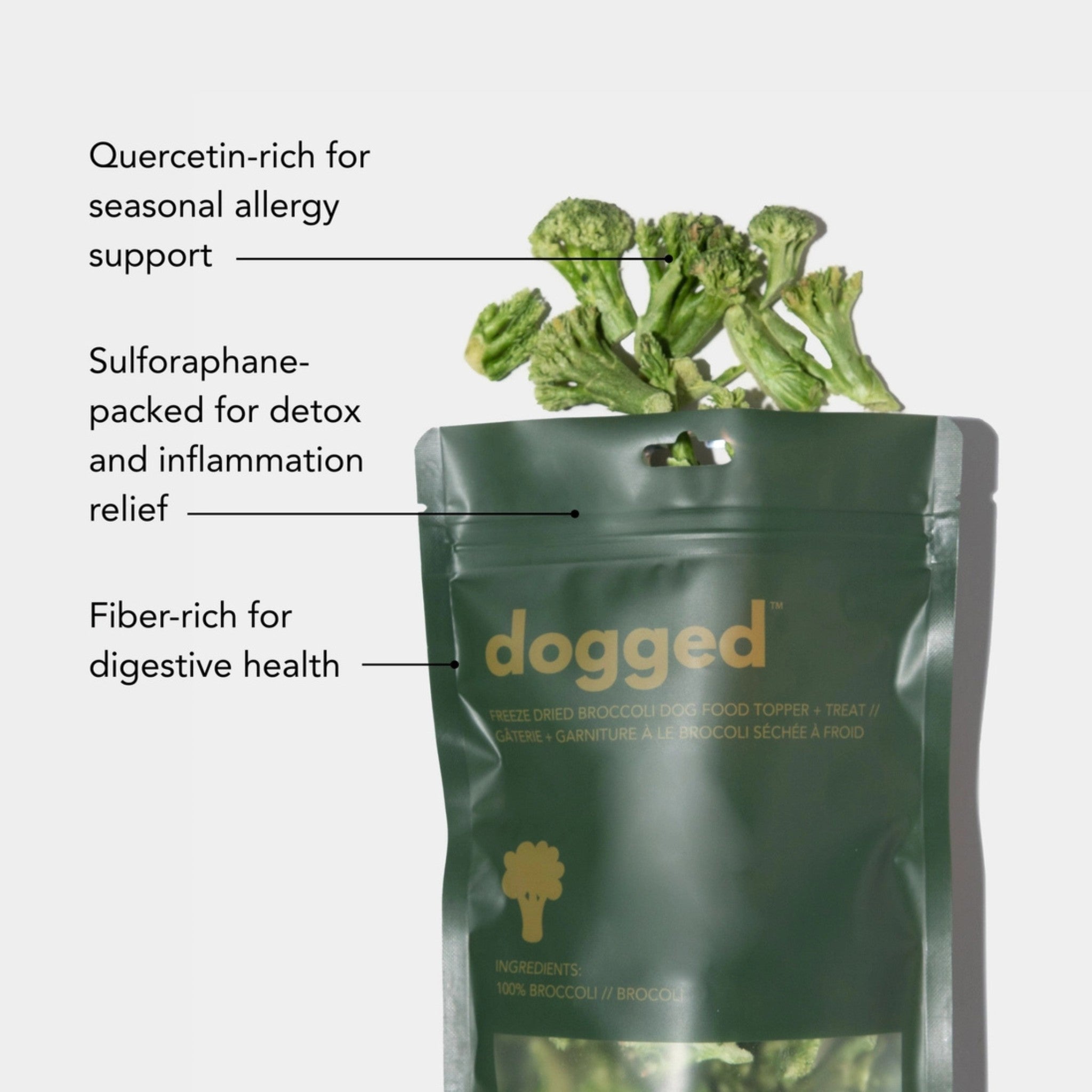Dog Treats - Freeze Dried Broccoli Topper - Dogged - La Maison Mou