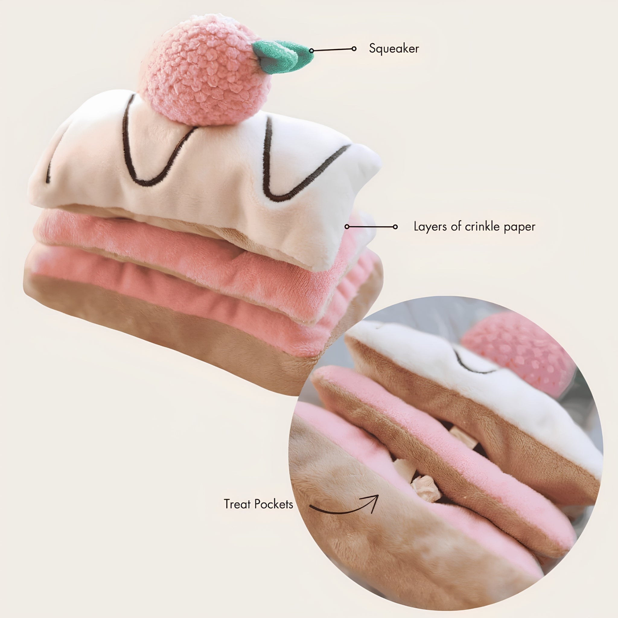 Enrichment Dog Toy - Strawberry Mille-Feuille - Pups & Bubs - La Maison Mou
