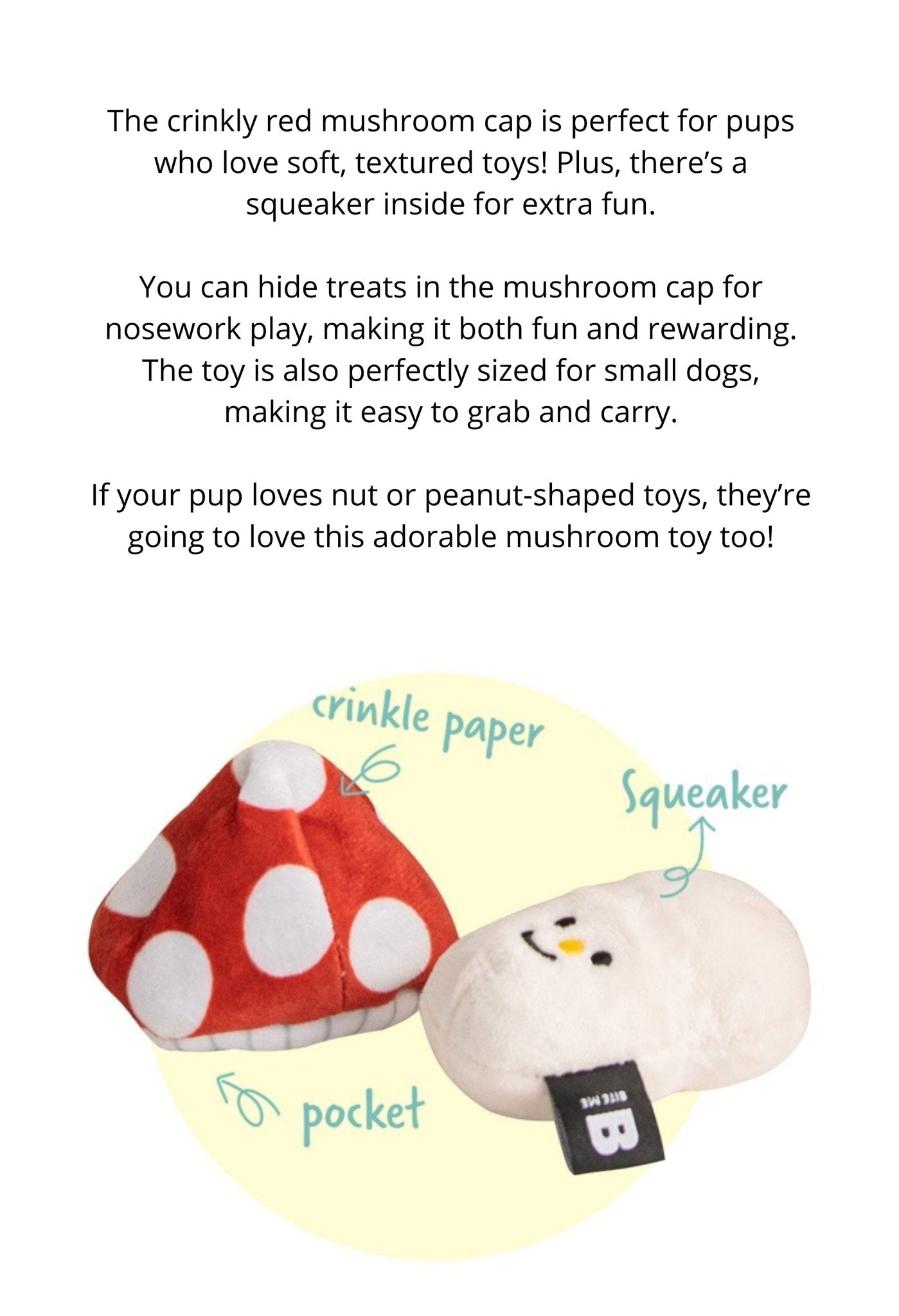 Nosework Dog Toy - Mushroom - Bite Me - La Maison Mou